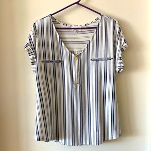 XL Striped Blouse with Gold accents